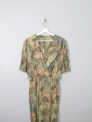 Vintage Green Printed Dress S/M - The Harlequin