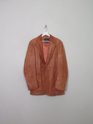 Men's Vintage Tan Leather Jacket 40 L