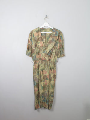 Vintage Green Printed Dress S/M - The Harlequin