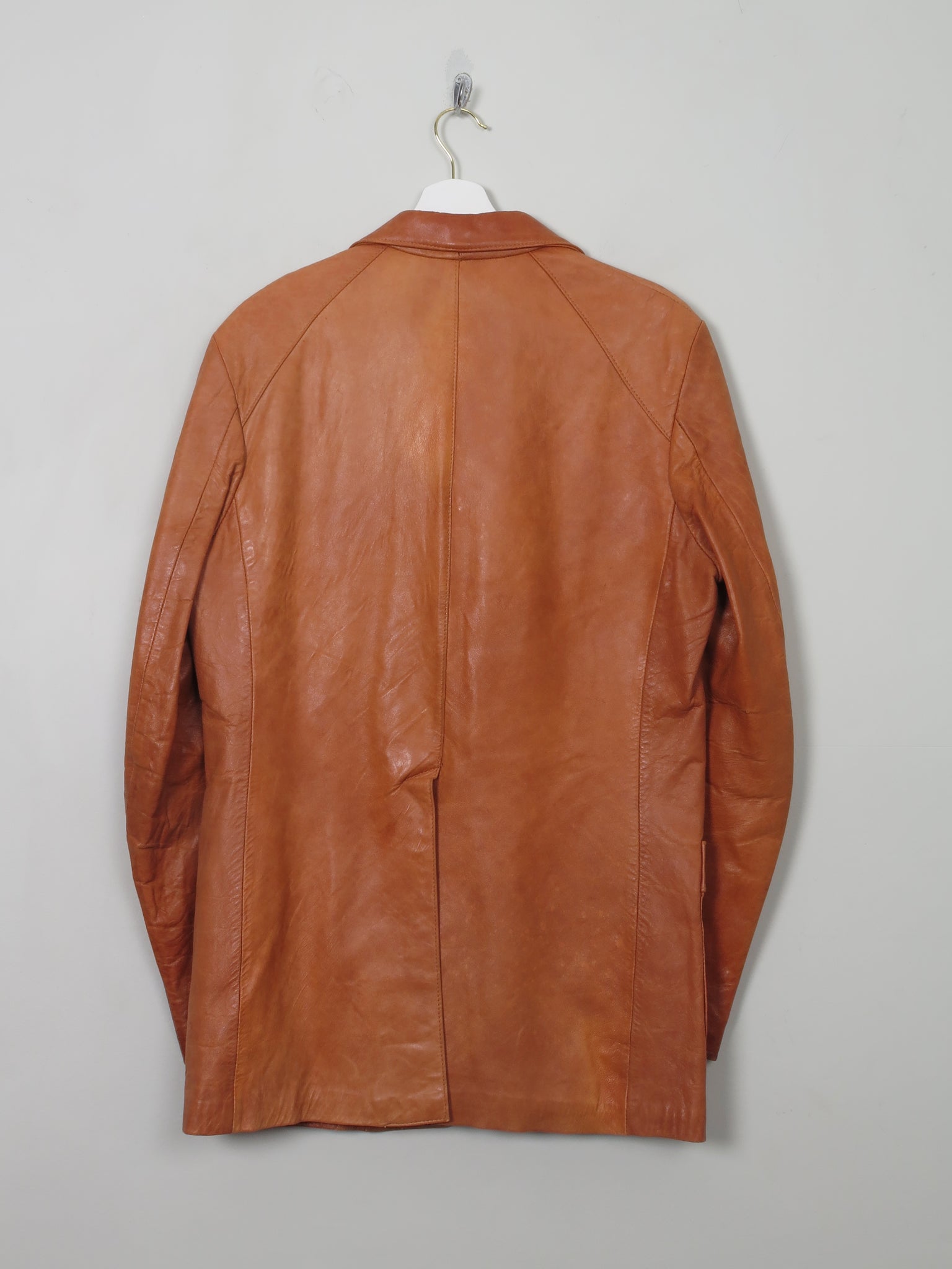 Men's Vintage Tan Leather Jacket 40 L