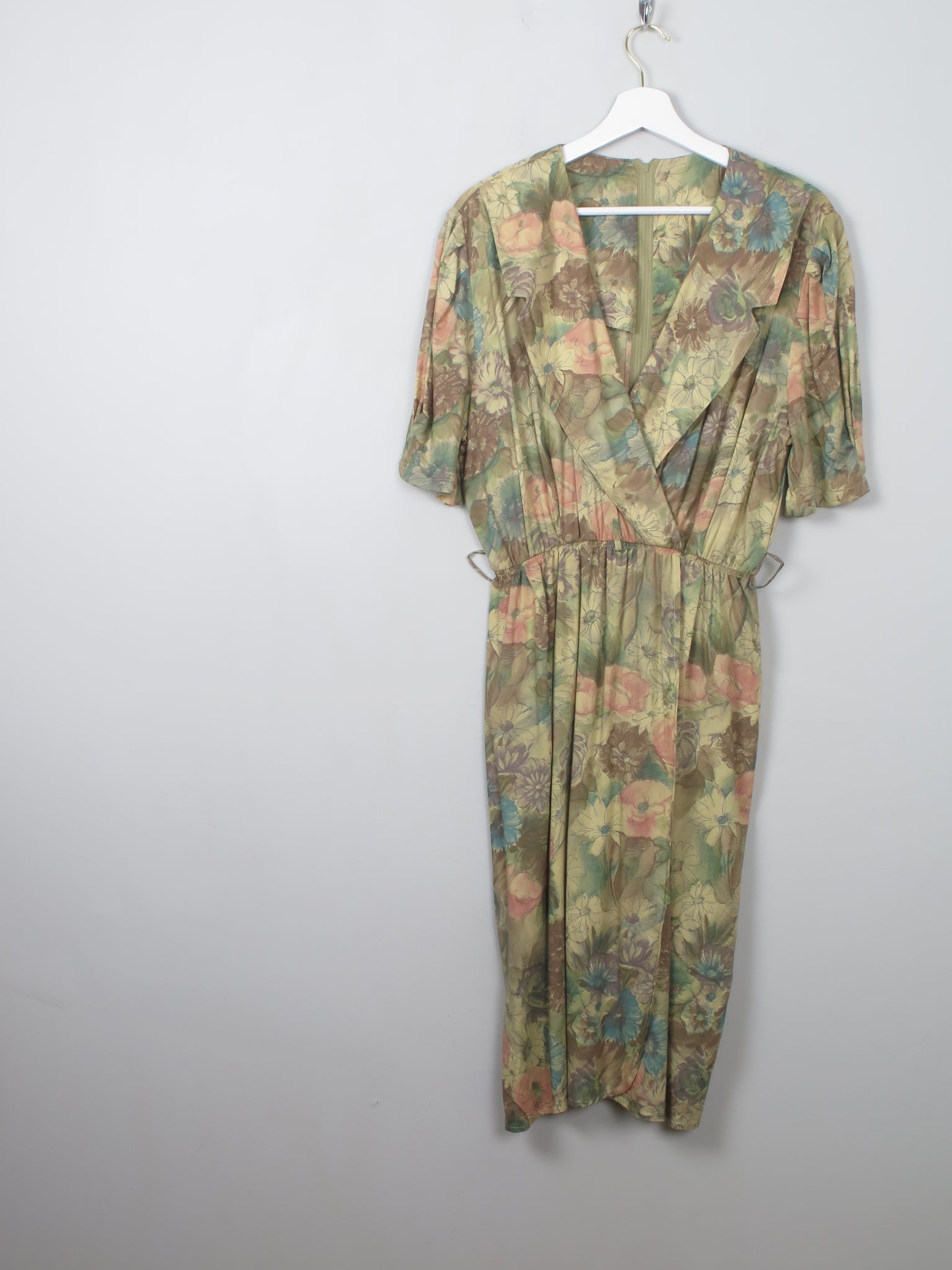 Vintage Green Printed Dress S/M - The Harlequin