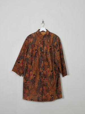 Women's Suede Tapestry Print Coat M/L - The Harlequin