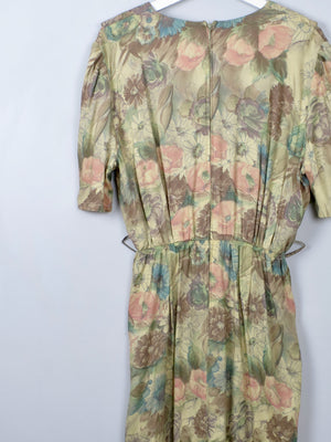 Vintage Green Printed Dress S/M - The Harlequin