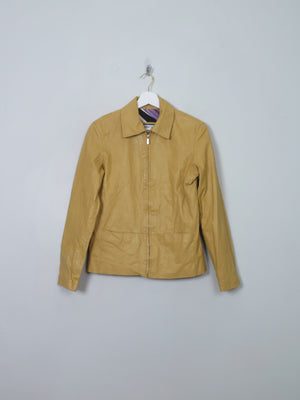Women's Vintage yellow/Mustard Leather Zip Jacket XS