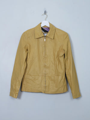 Women's Vintage yellow/Mustard Leather Zip Jacket XS