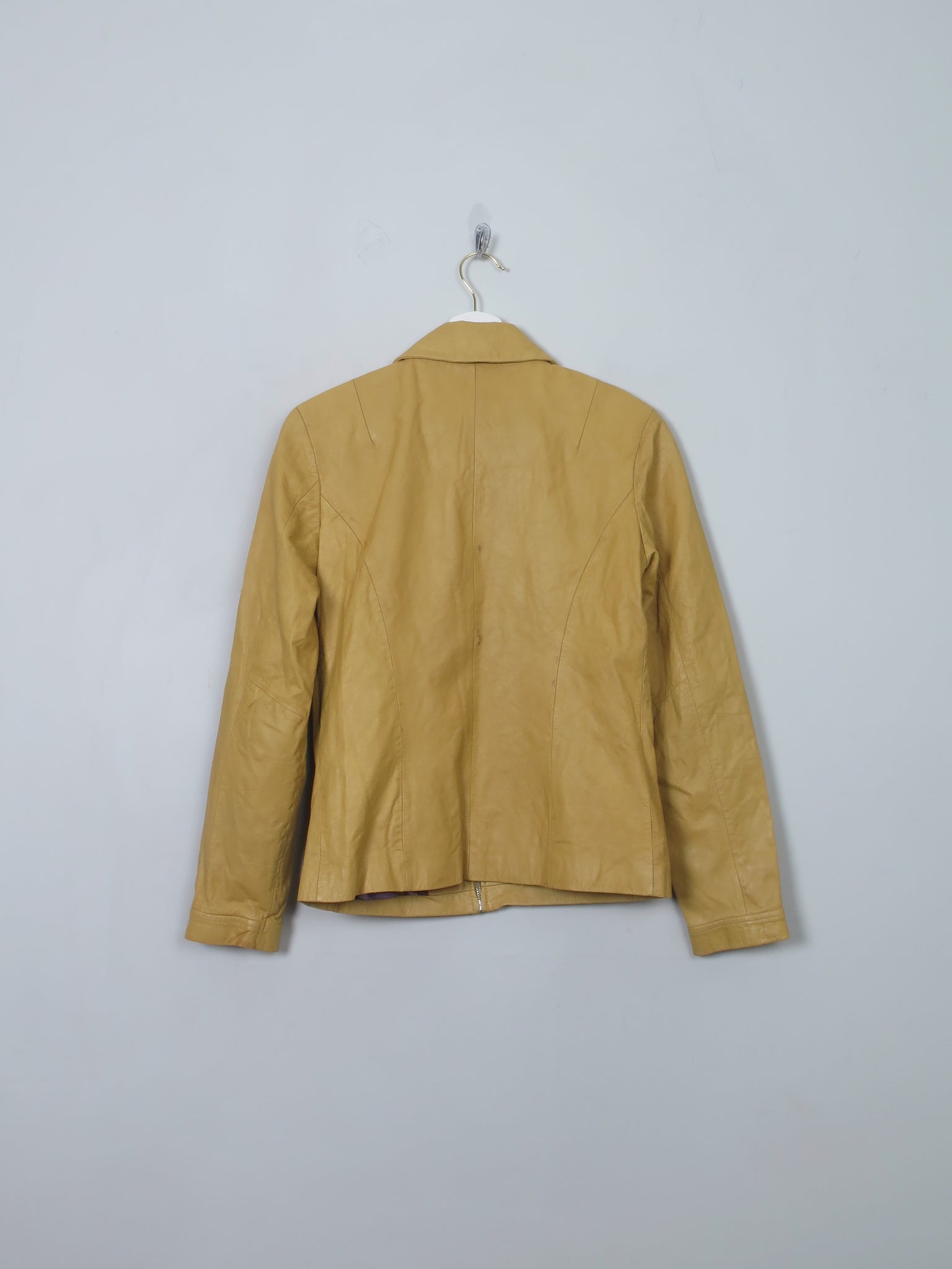 Women's Vintage yellow/Mustard Leather Zip Jacket XS
