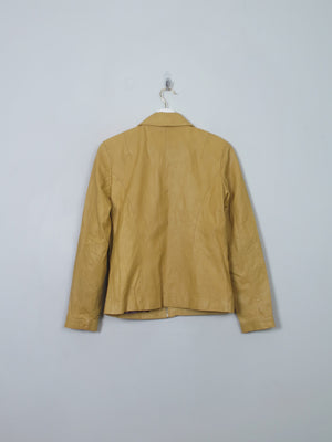 Women's Vintage yellow/Mustard Leather Zip Jacket XS