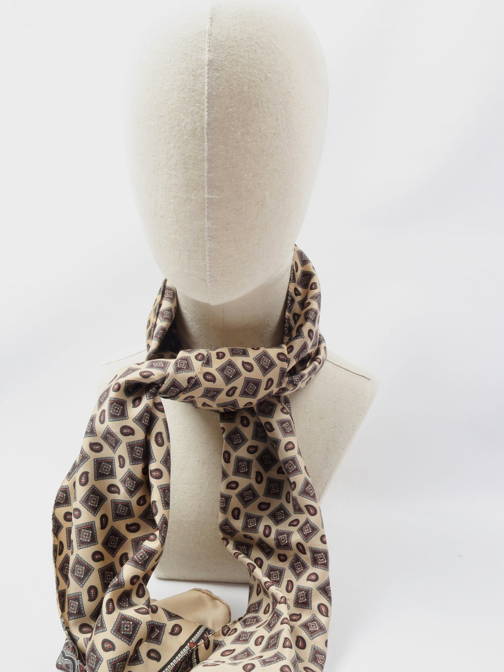 Men's Cream Printed Vintage Cravat  Scarf