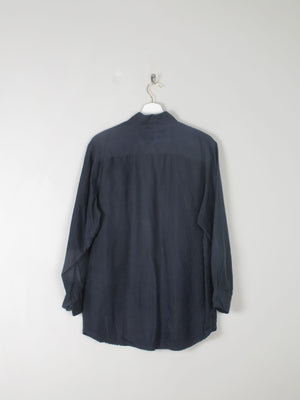 Men's Black Vintage Silk Shirt S - The Harlequin