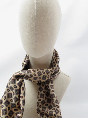 Men's Cream Printed Vintage Cravat  Scarf