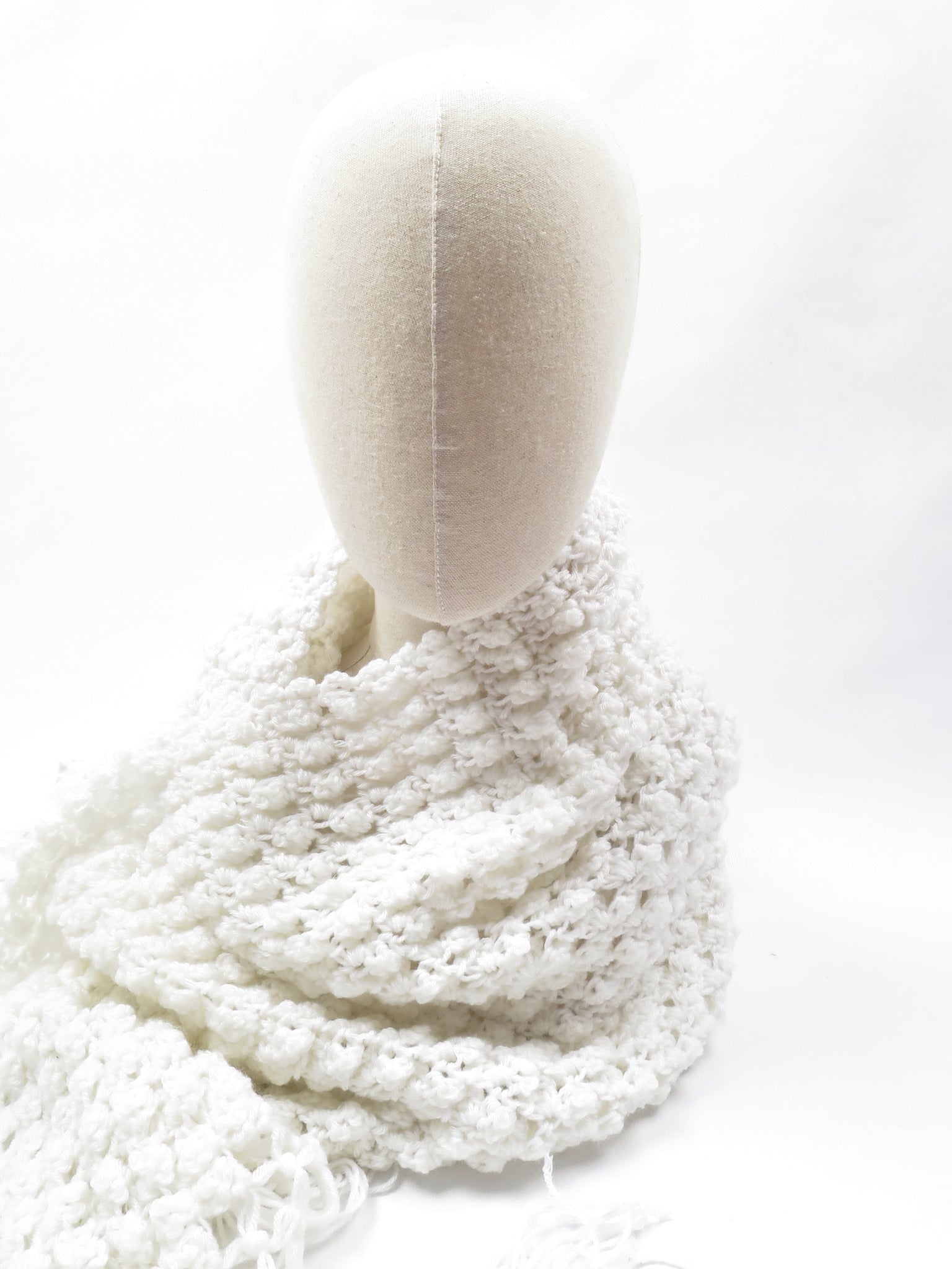 Women's Vintage White Large Shawl Scarf