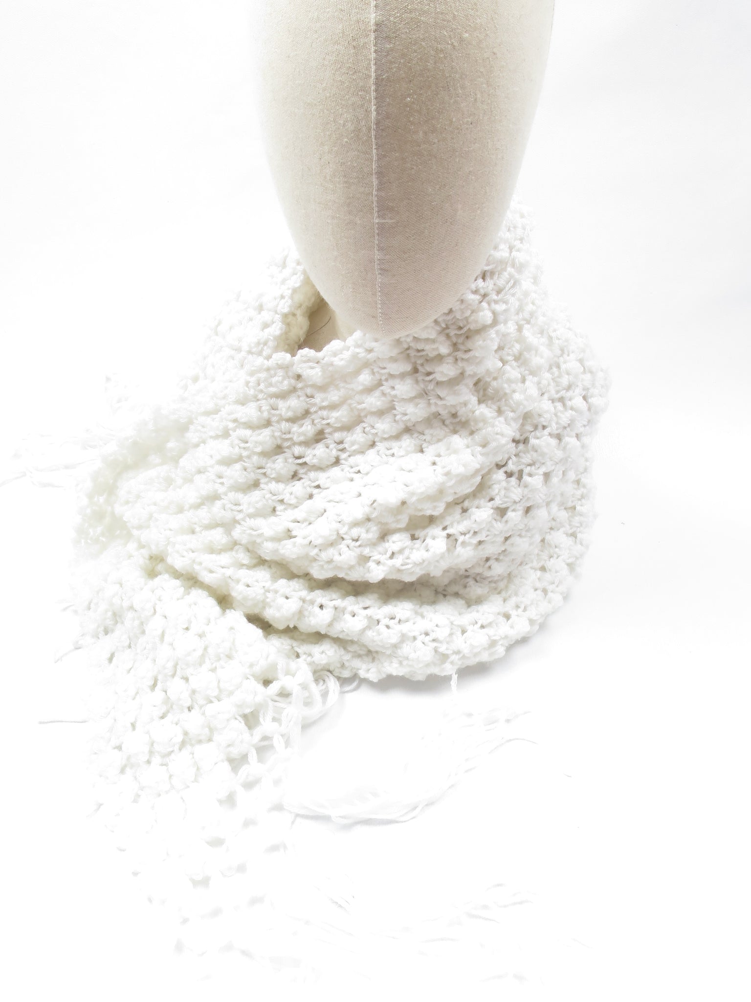 Women's Vintage White Large Shawl Scarf