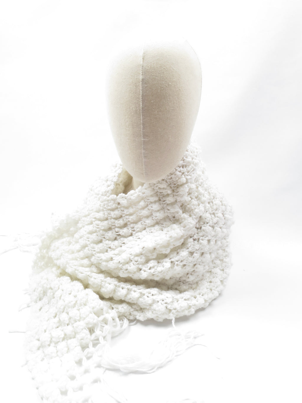 Women's Vintage White Large Shawl Scarf