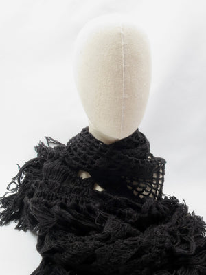 Woman's Vintage Black Crochet Shawl Scarf