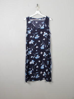 Vintage Blue Floral Shift Dress M/L - The Harlequin