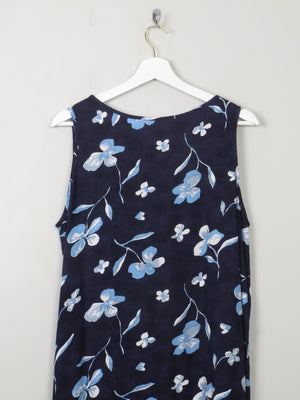 Vintage Blue Floral Shift Dress M/L - The Harlequin