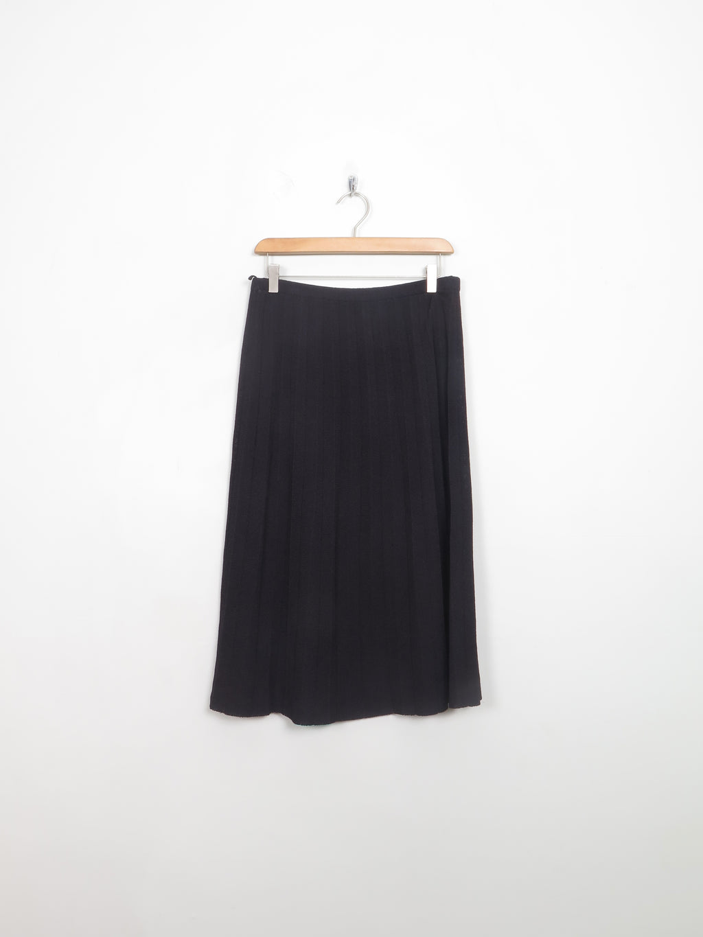 Vintage Black Pleated Knitted Skirt M