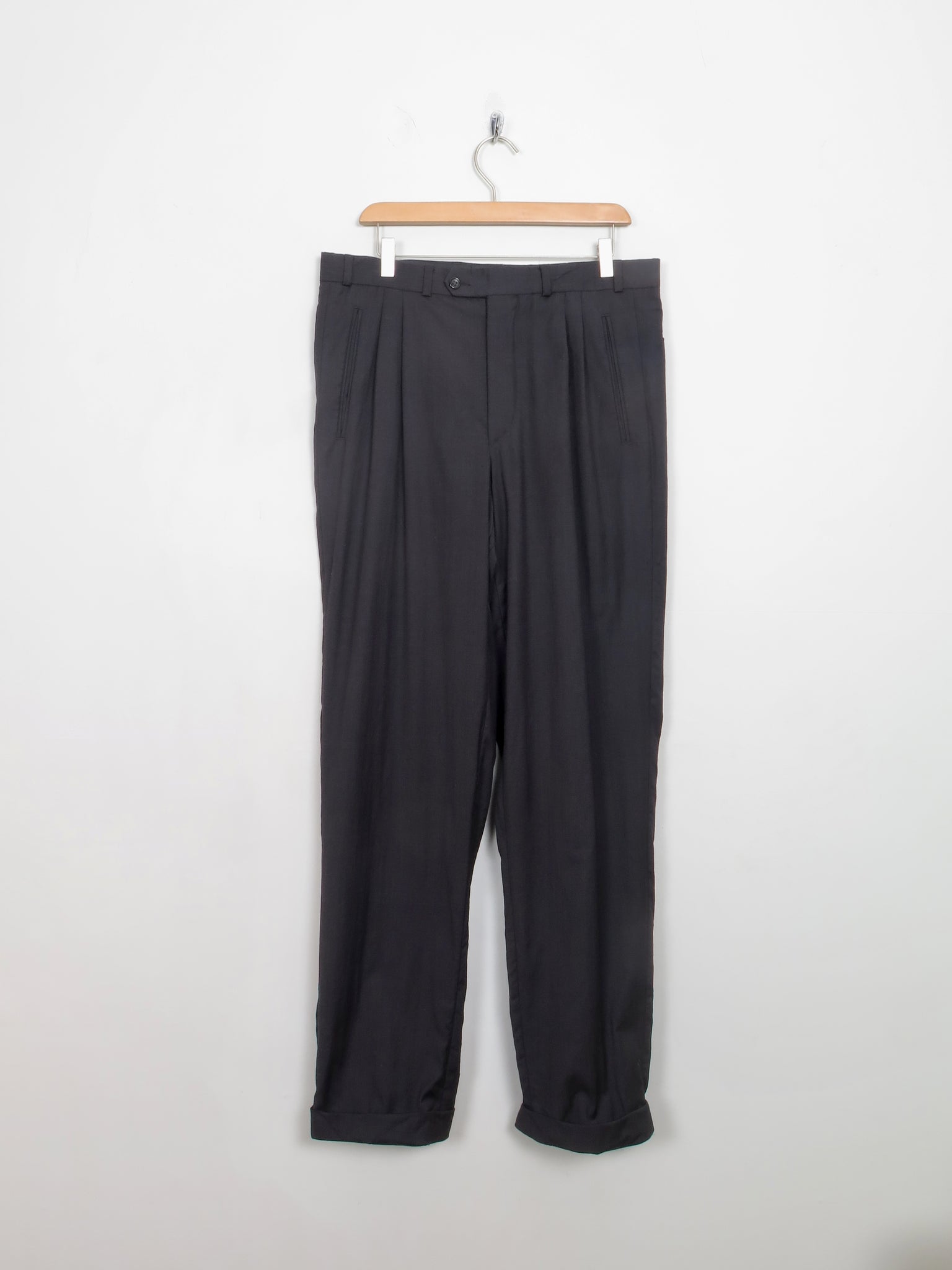 Men's Vintage Dark Grey Wool Pierre Cardin Trousers 34/33