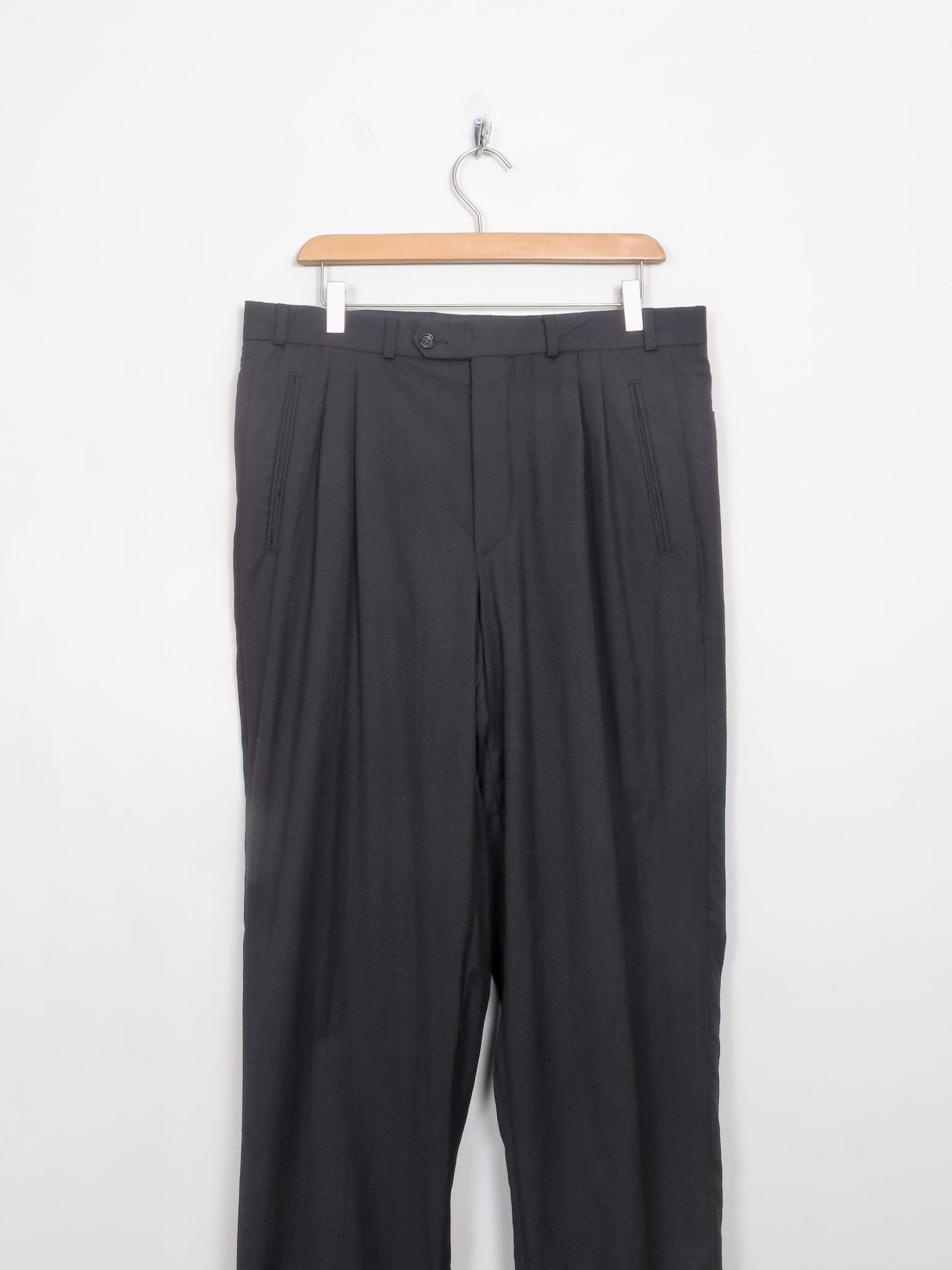 Men's Vintage Dark Grey Wool Pierre Cardin Trousers 34/33