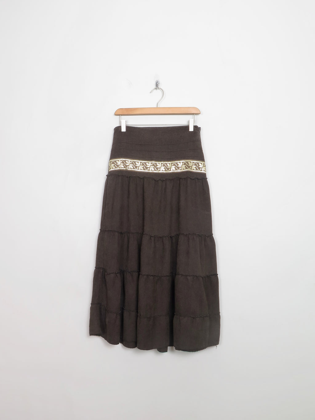 Vintage Green Midi Skirt 28" W