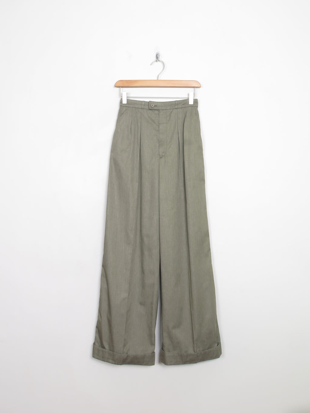 Women's Green Vintage Saint Lauren Flared Trousers 25" W