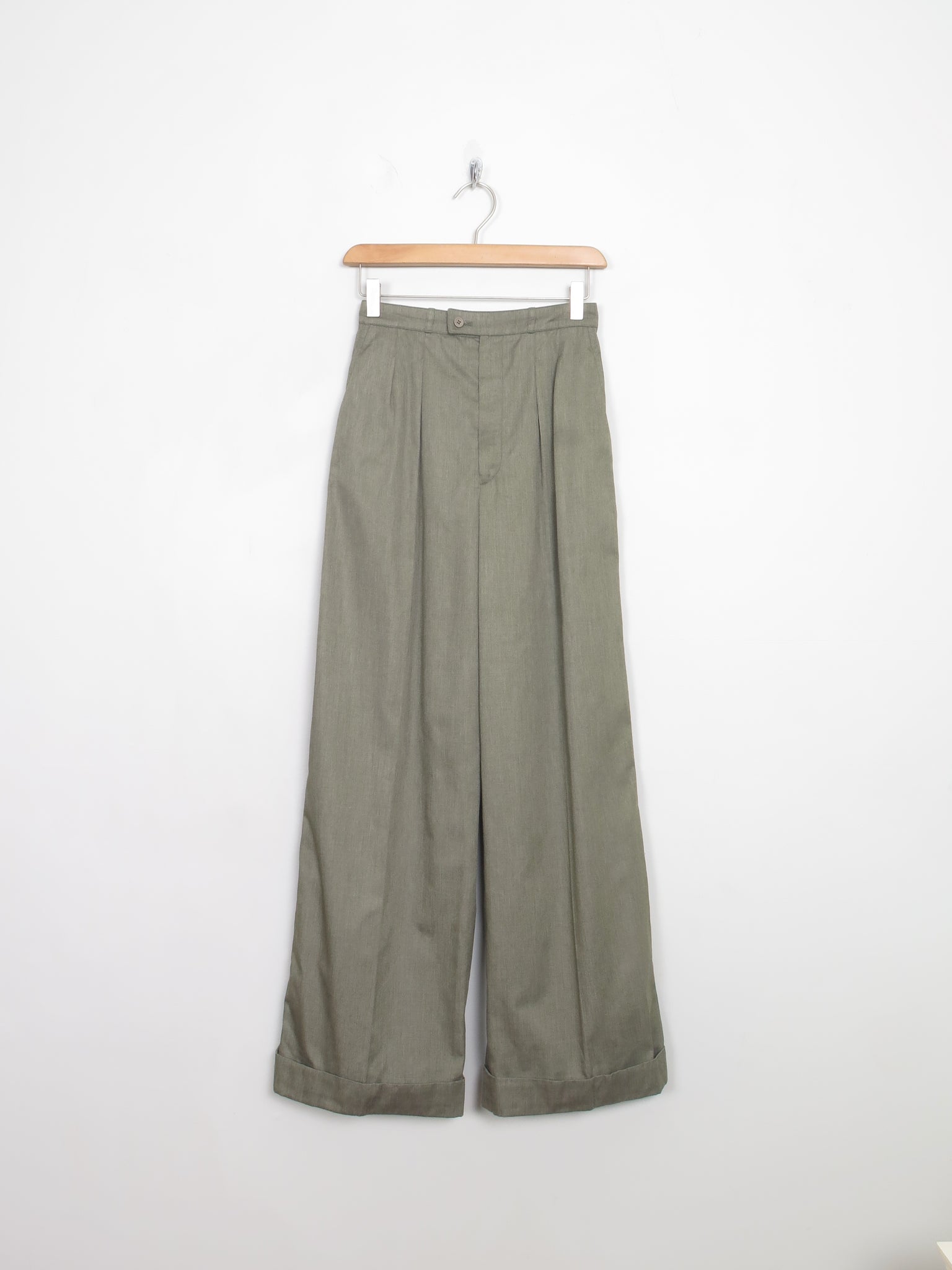 Women's Green Vintage Saint Lauren Flared Trousers 25" W
