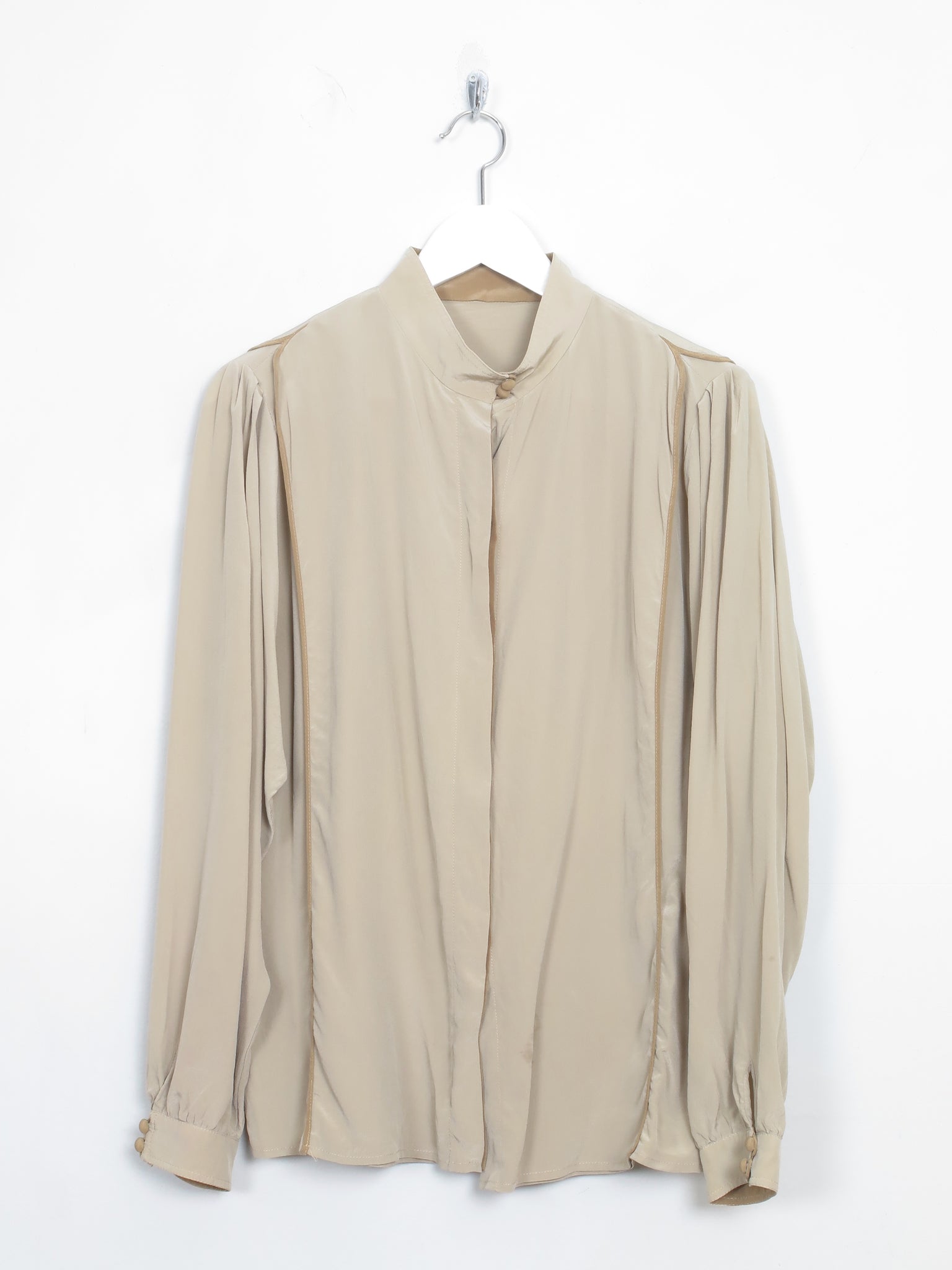 Women's Vintage Silk Green Blouse S/M