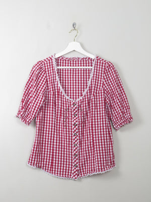 Vintage Red Gingham Blouse L - The Harlequin