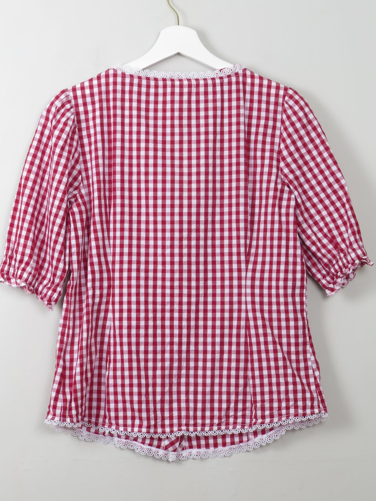 Vintage Red Gingham Blouse L - The Harlequin