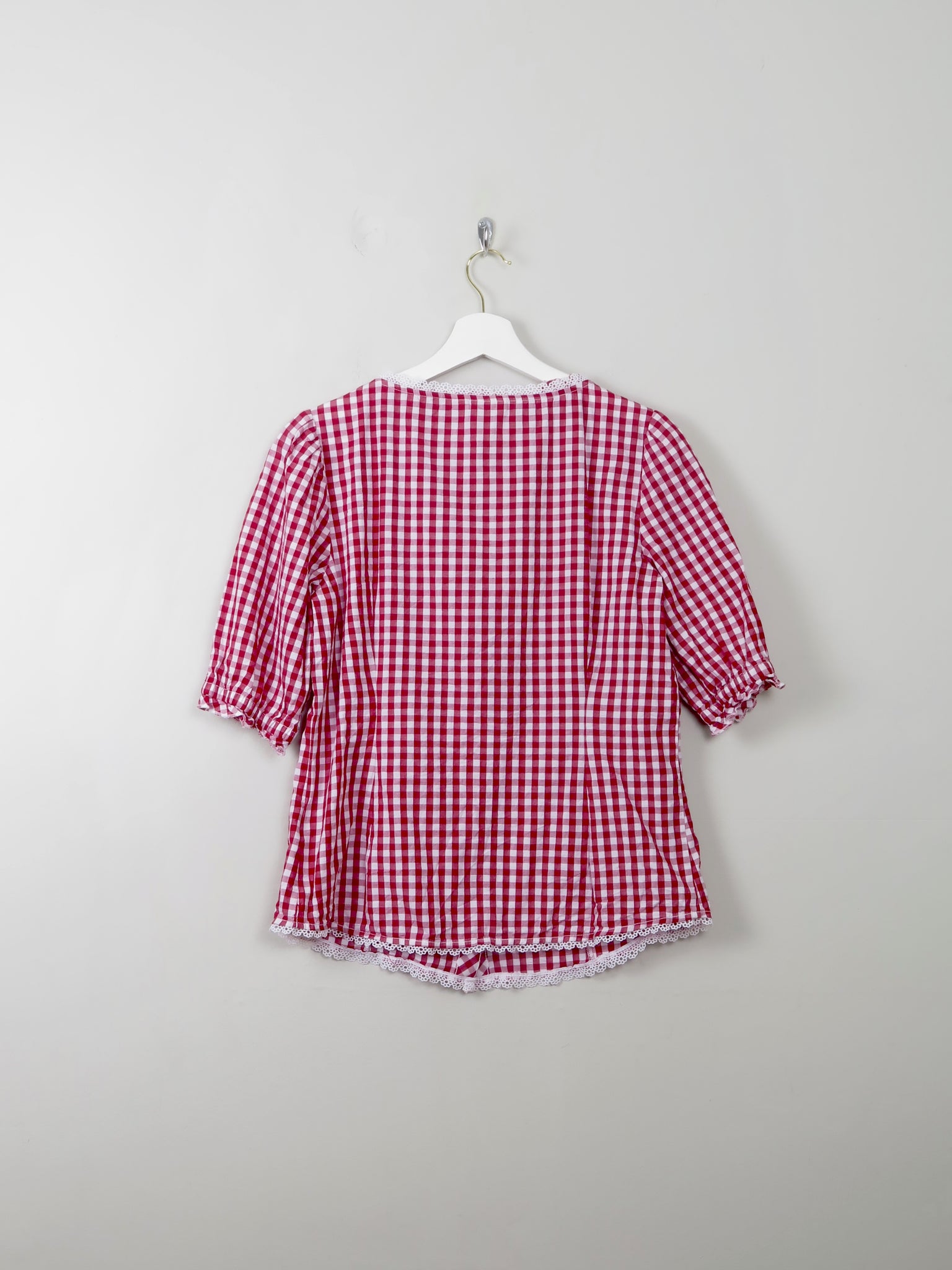 Vintage Red Gingham Blouse L - The Harlequin