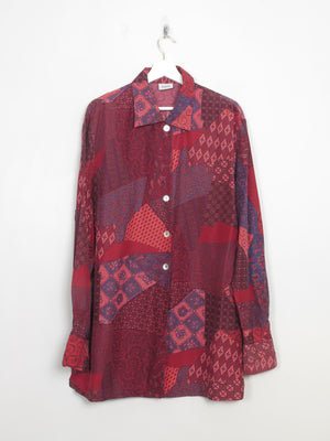 Women's Berry Vintage Silk Printed Shirt Blouse L/XL