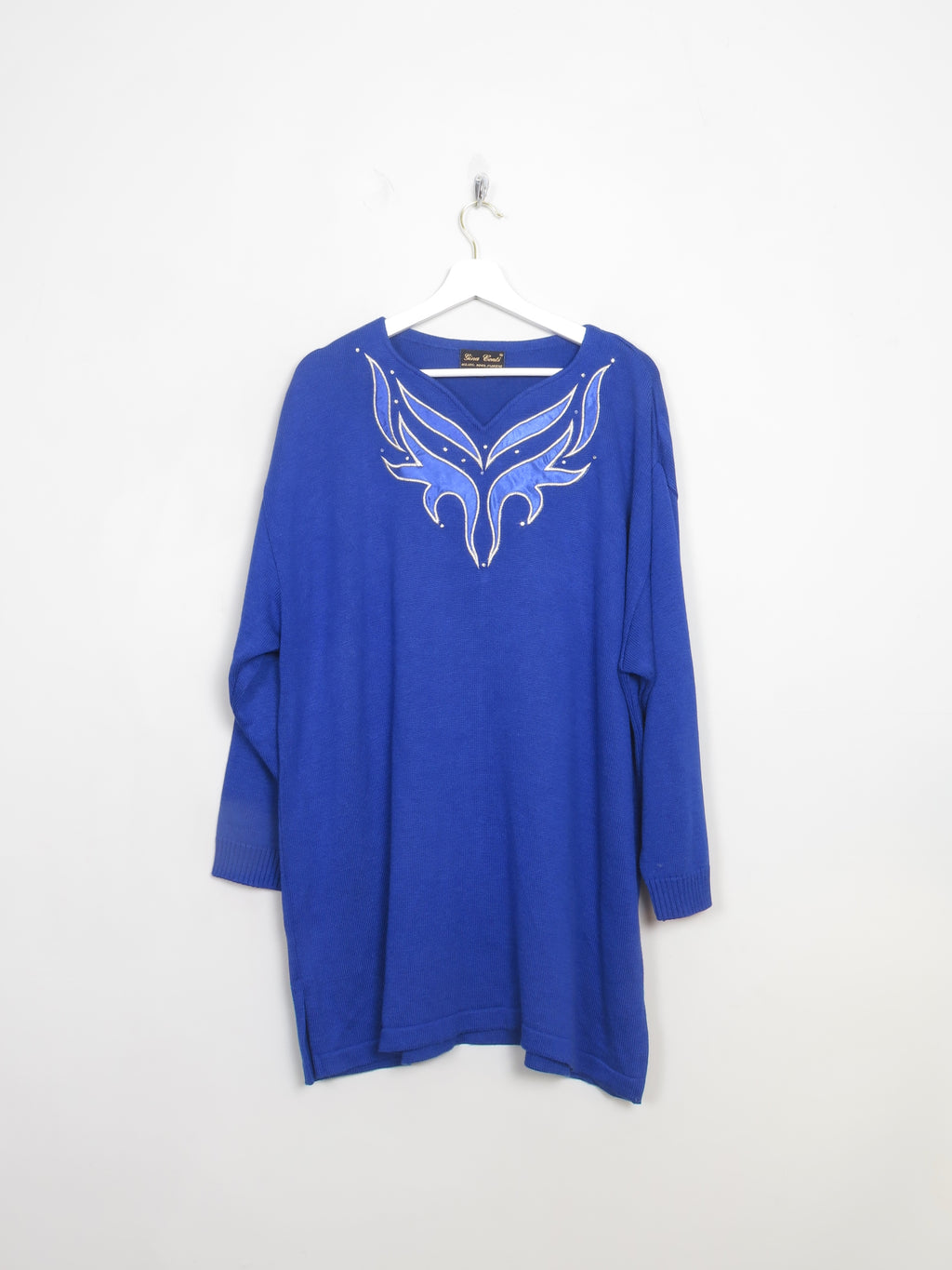 Women's Vintage Electric Blue 80s Jumper L/XL