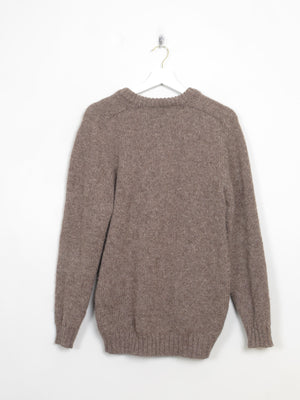 Men's Vintage Wool Brown V-Neck Jumper M
