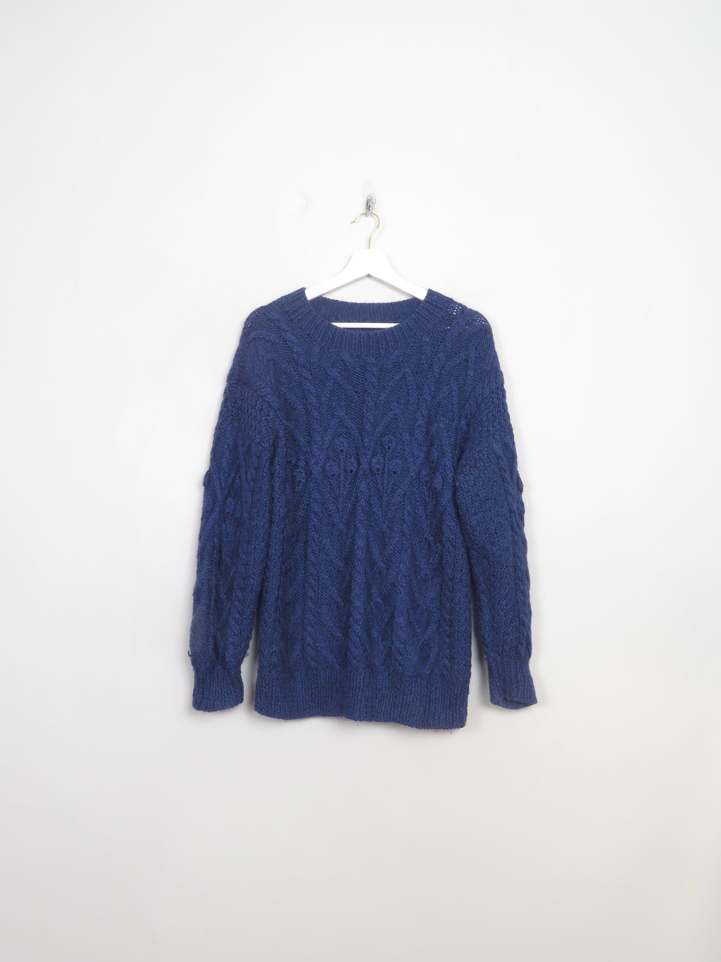 Women's Vintage Blue Hand-knit Jumper M/L