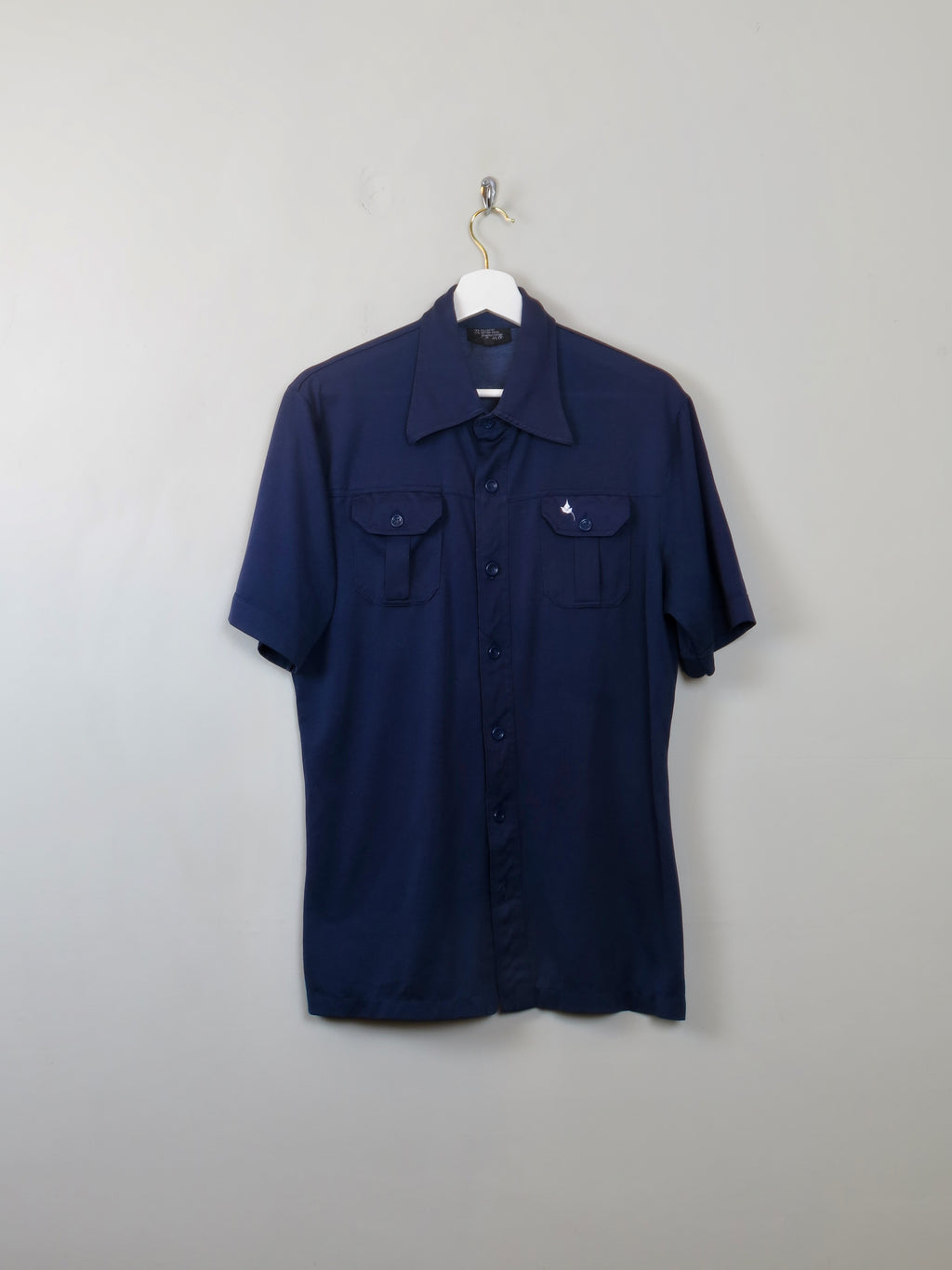 Men's Navy Fitted Vintage Shirt M/L - The Harlequin