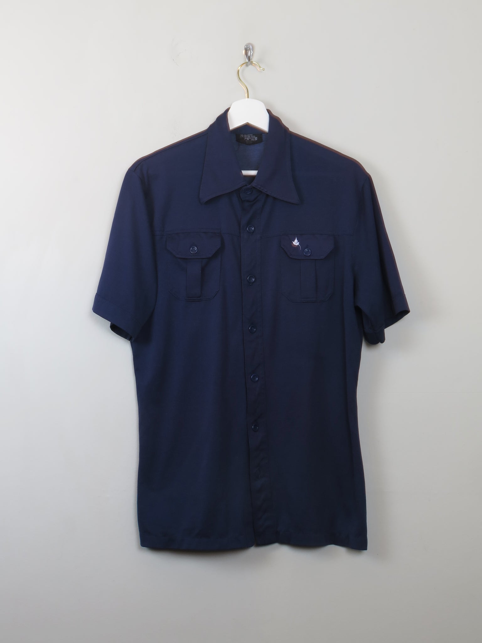 Men's Navy Fitted Vintage Shirt M/L - The Harlequin