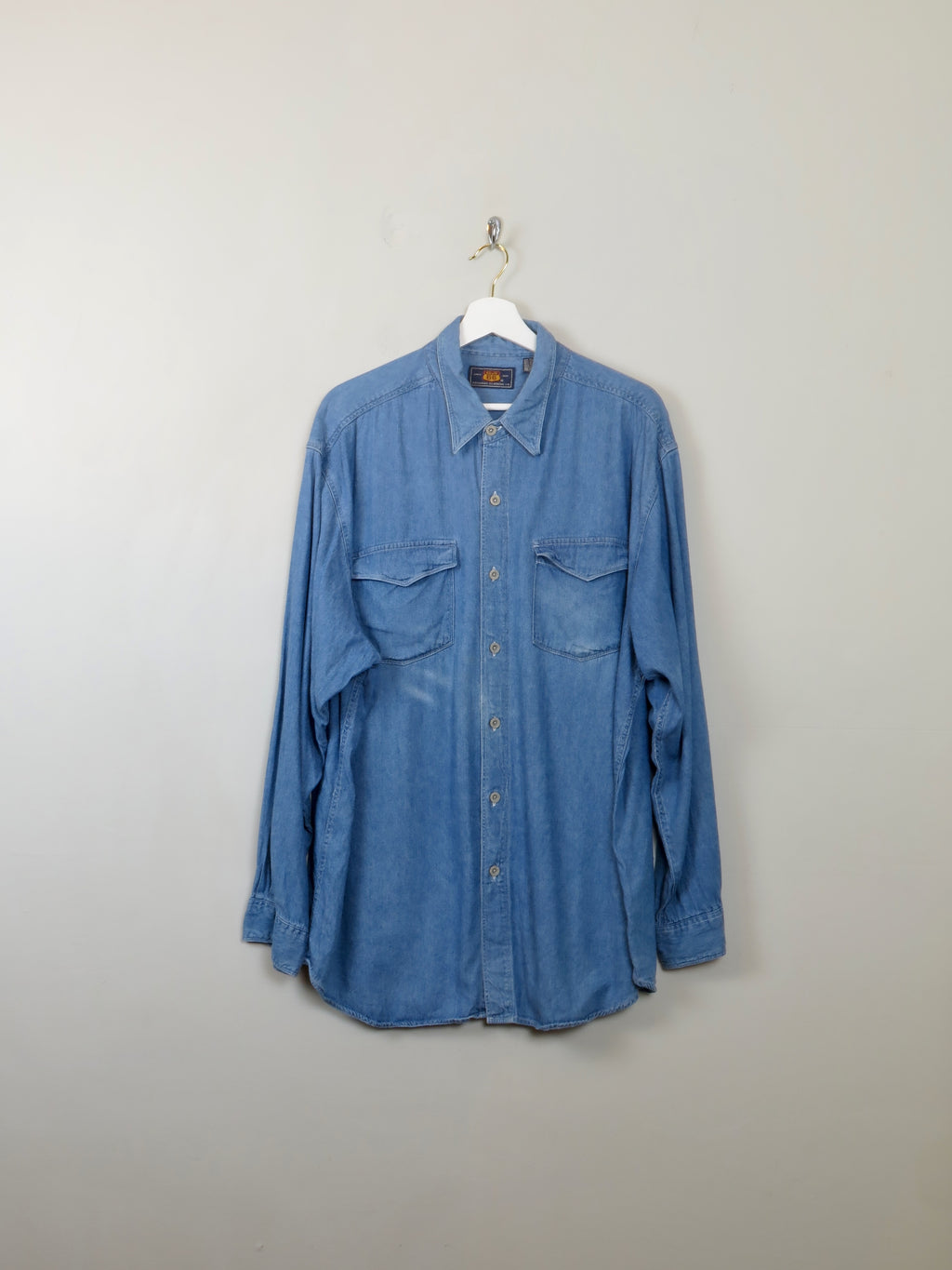 Men's Vintage Blue Denim Shirt Route 66 XL - The Harlequin