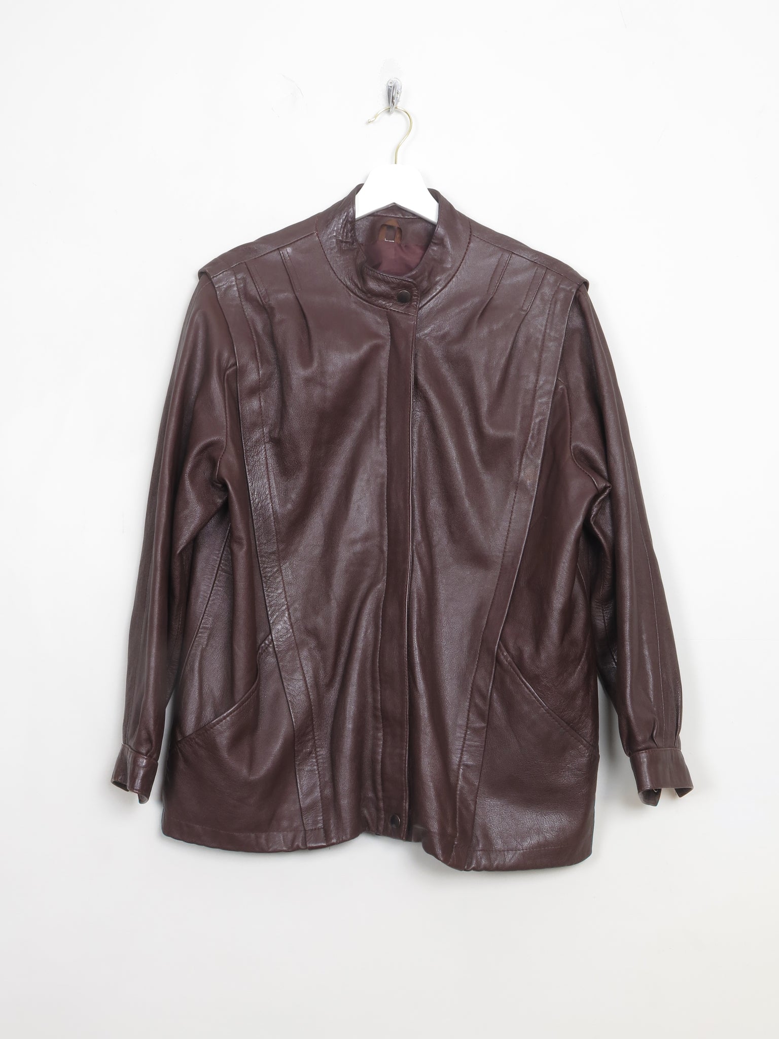 Women's Vintage Burgundy 80s Leather Jacket S/M