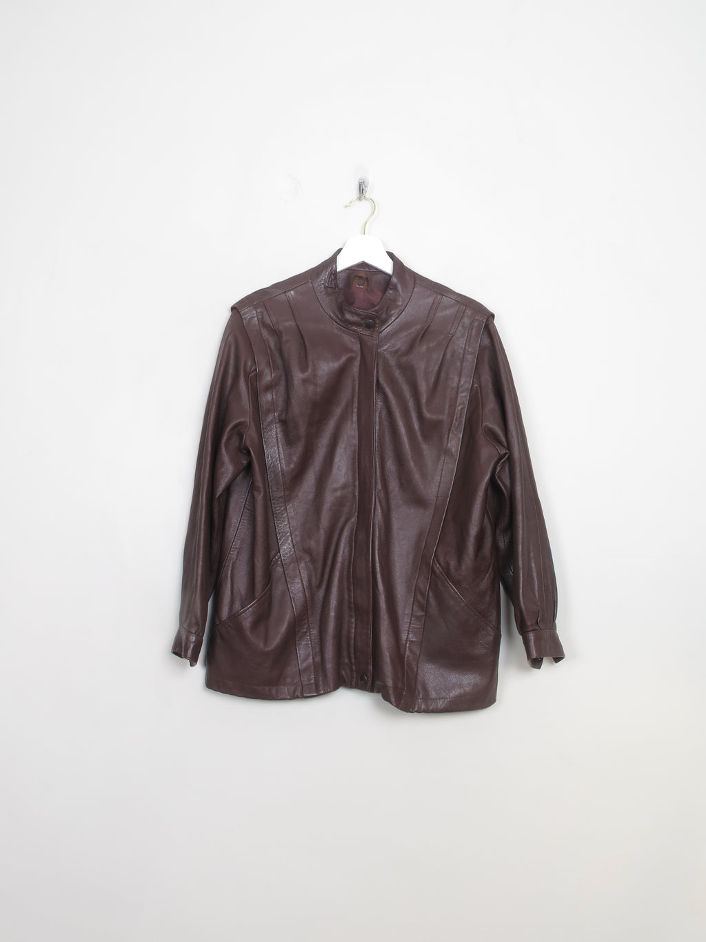 Women's Vintage Burgundy 80s Leather Jacket S/M