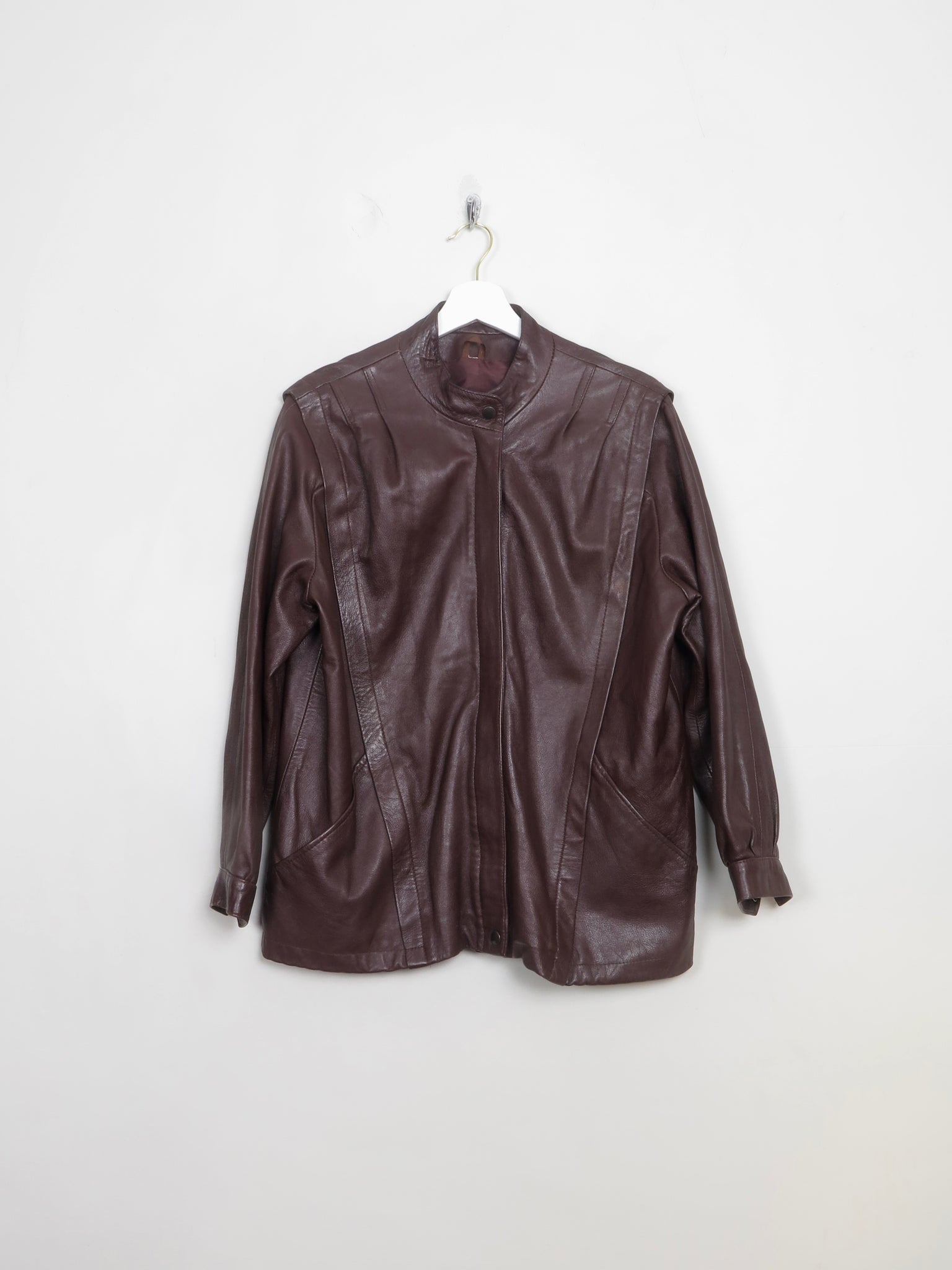 Women's Vintage Burgundy 80s Leather Jacket S/M