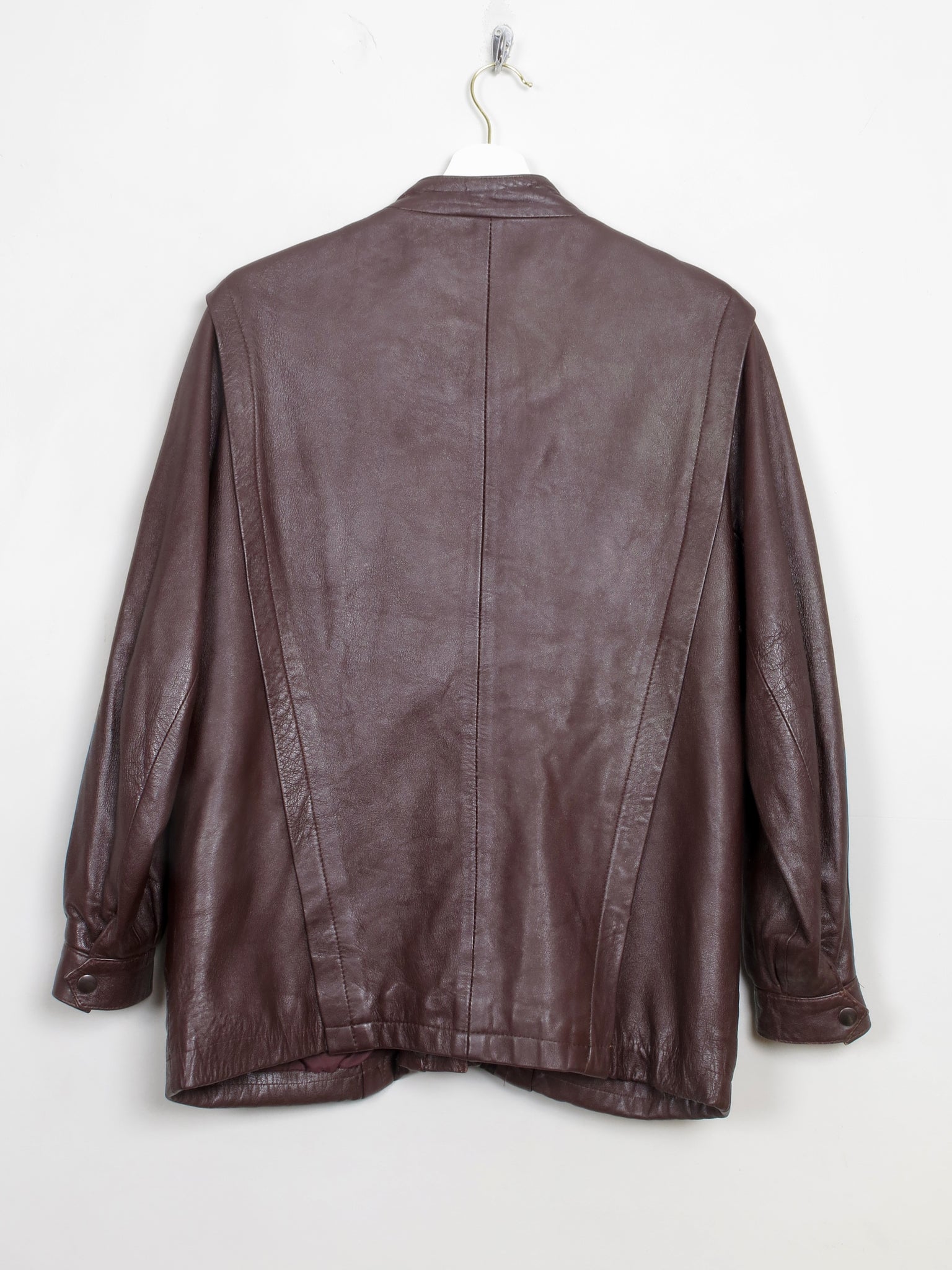Women's Vintage Burgundy 80s Leather Jacket S/M