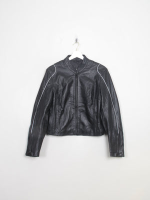 Women's Black Leather 90s Biker Jacket 10/12