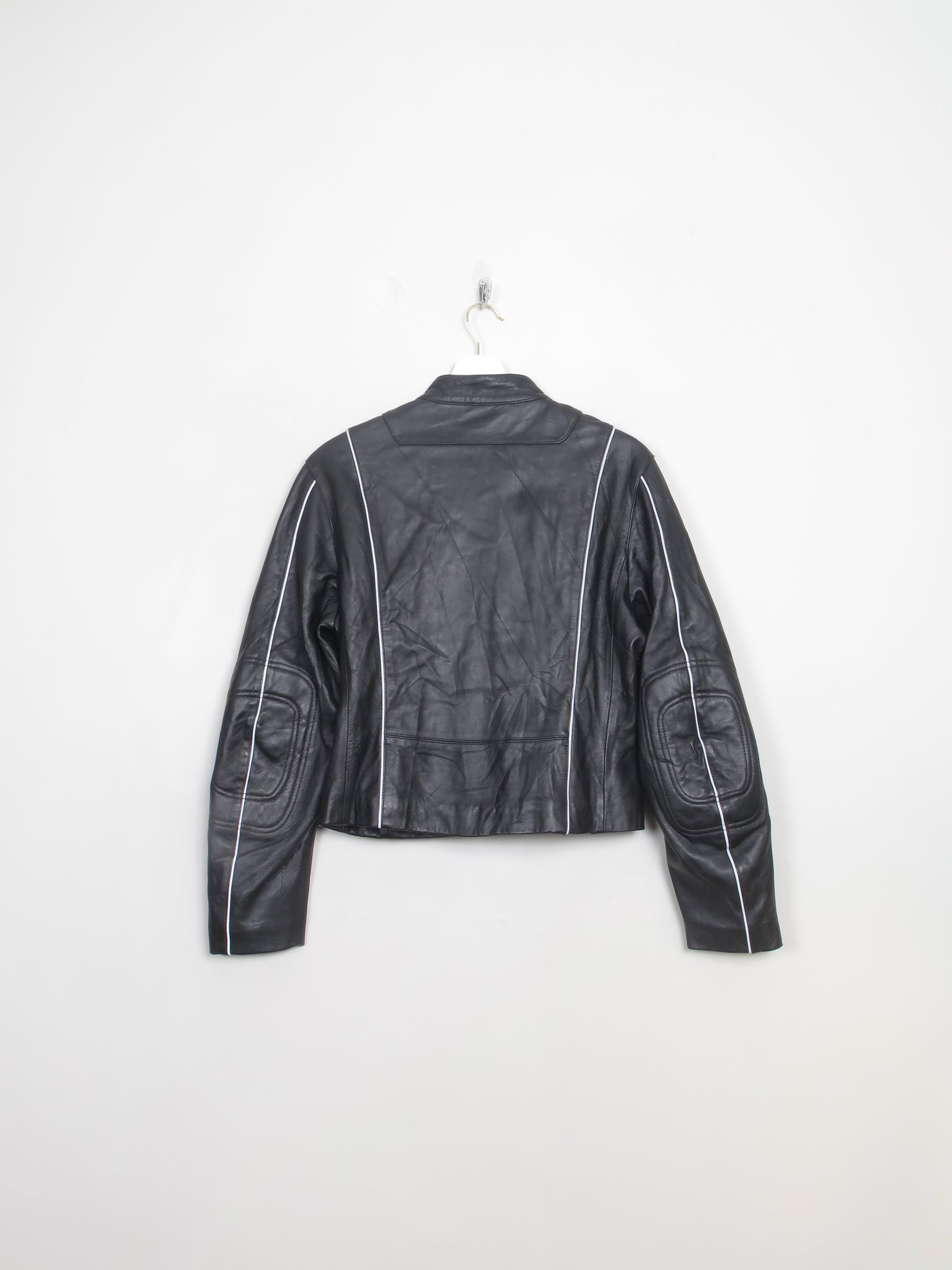 Women's Black Leather 90s Biker Jacket 10/12