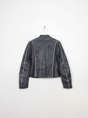 Women's Black Leather 90s Biker Jacket 10/12