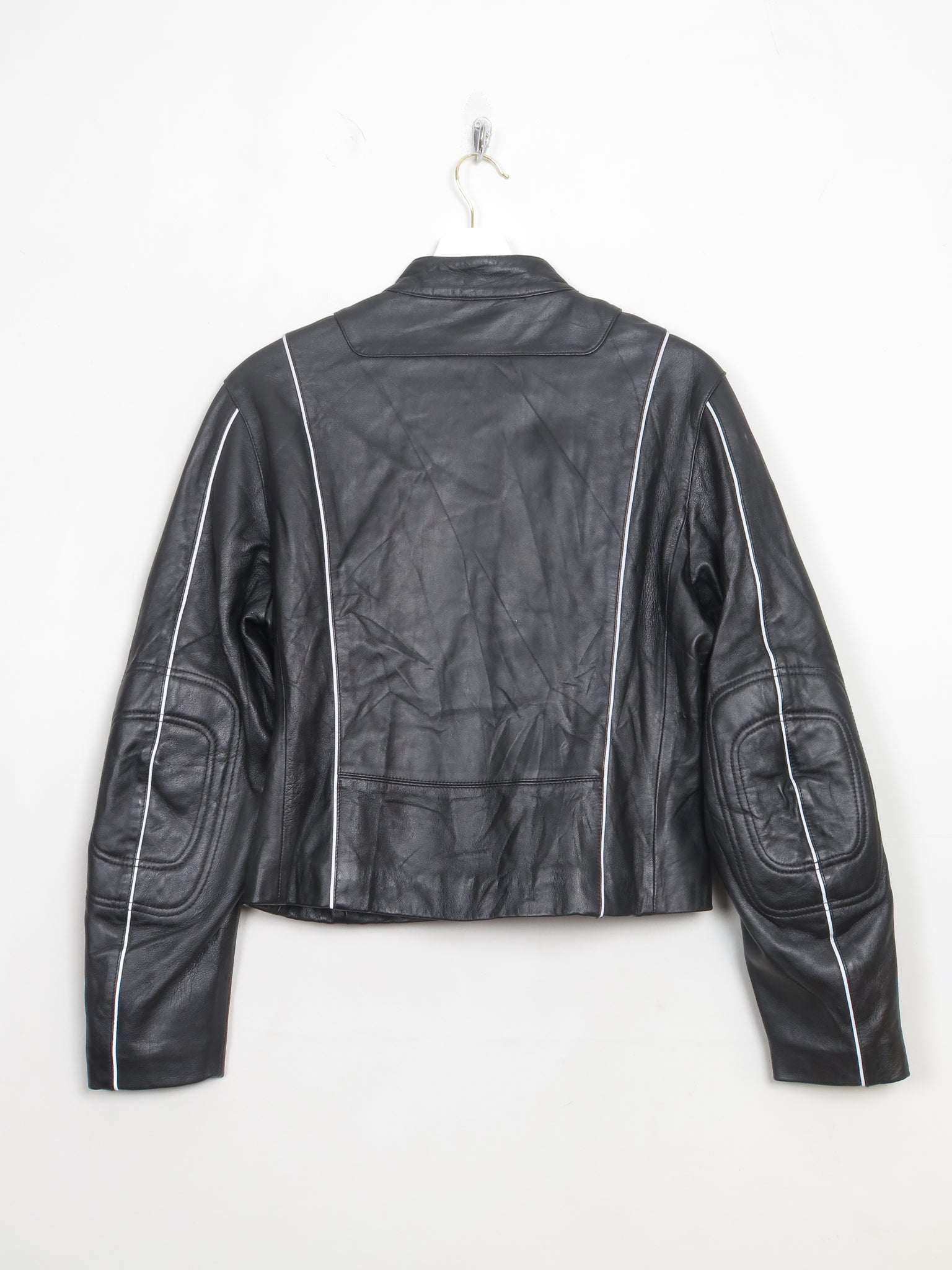 Women's Black Leather 90s Biker Jacket 10/12
