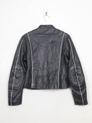 Women's Black Leather 90s Biker Jacket 10/12
