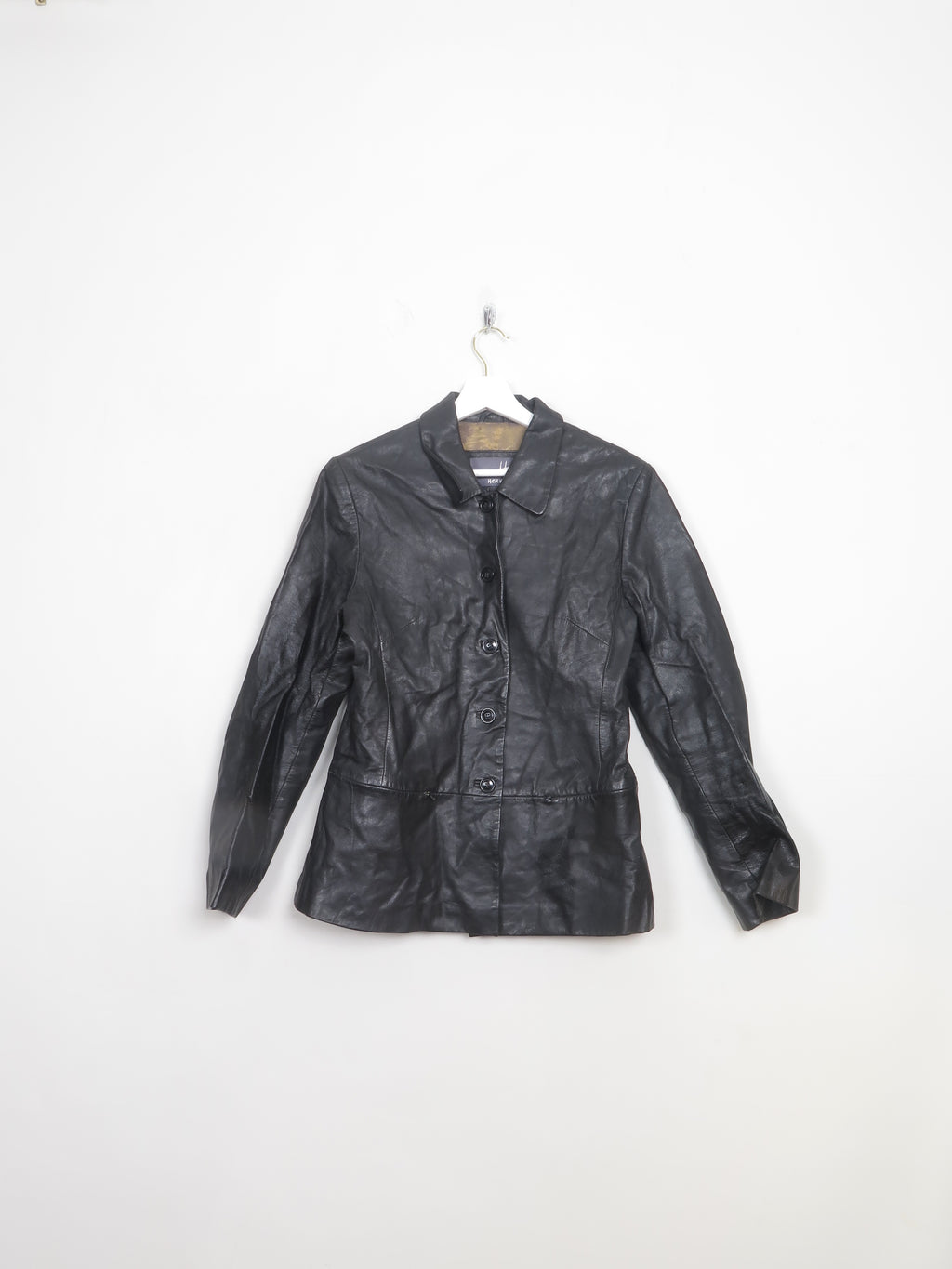 Women's Vintage Black Leather Blazer S