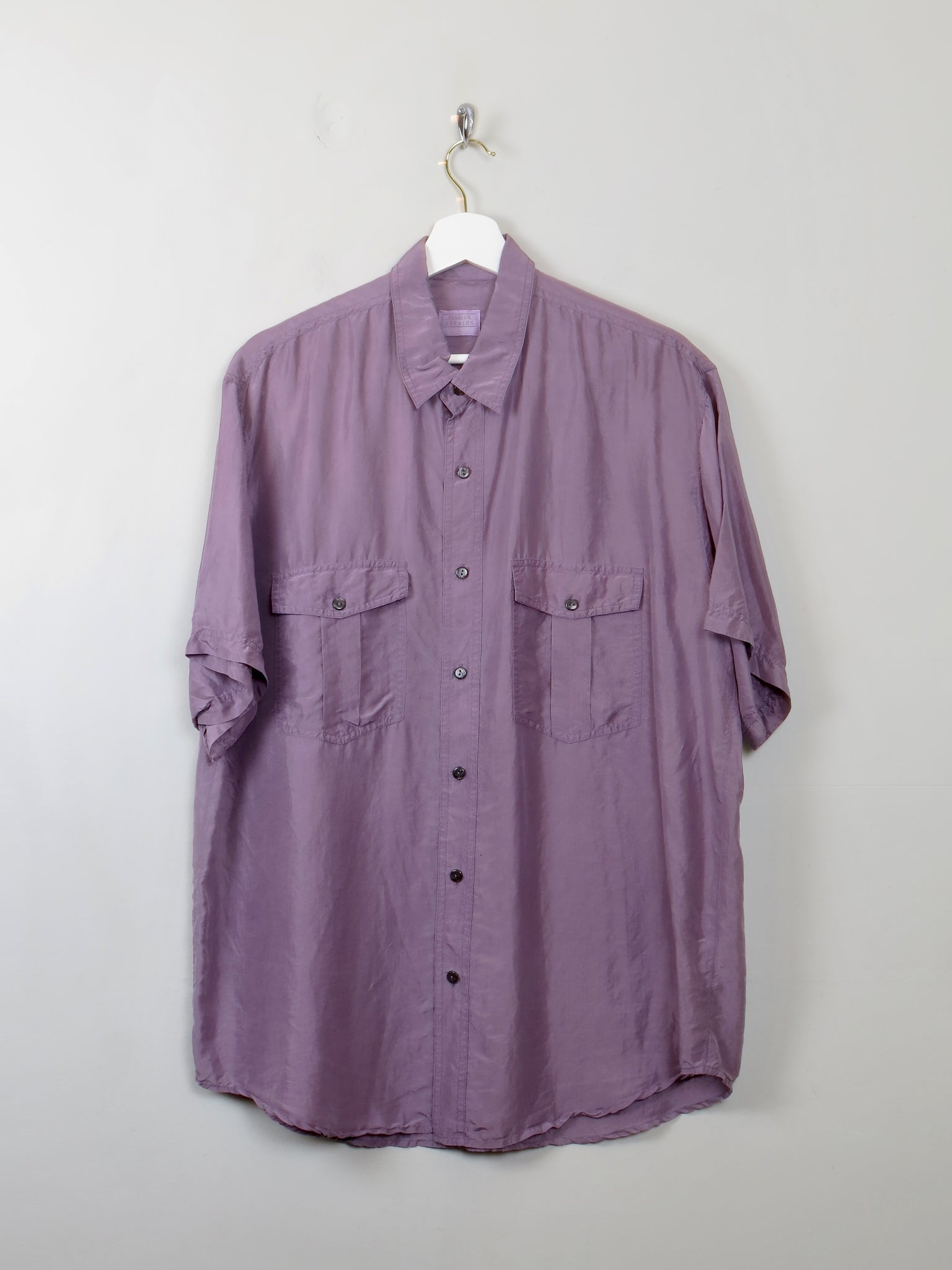 Men's Vintage Mauve Silk Shirt L - The Harlequin