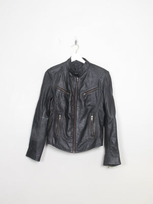 Women's Vintage Black Leather Biker Style Jacket 10/Small 12