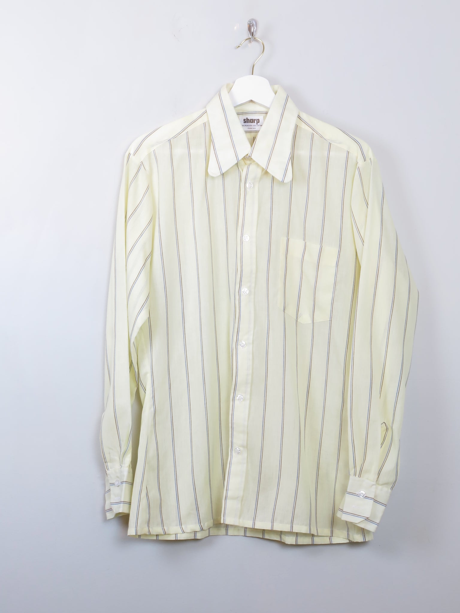 Men's Vintage Yellow Striped Shirt M - The Harlequin